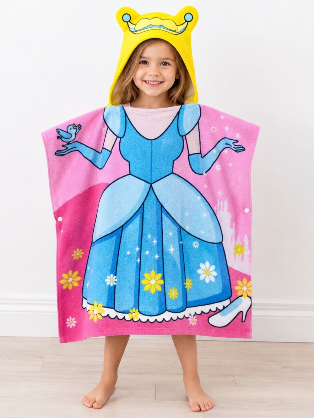 Pink Cinderella Hooded Princess Poncho Towel- Kids